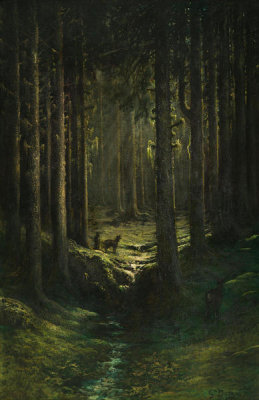 Gustave Doré - Deer in a Pine Forest (Vosges), ca. 1865